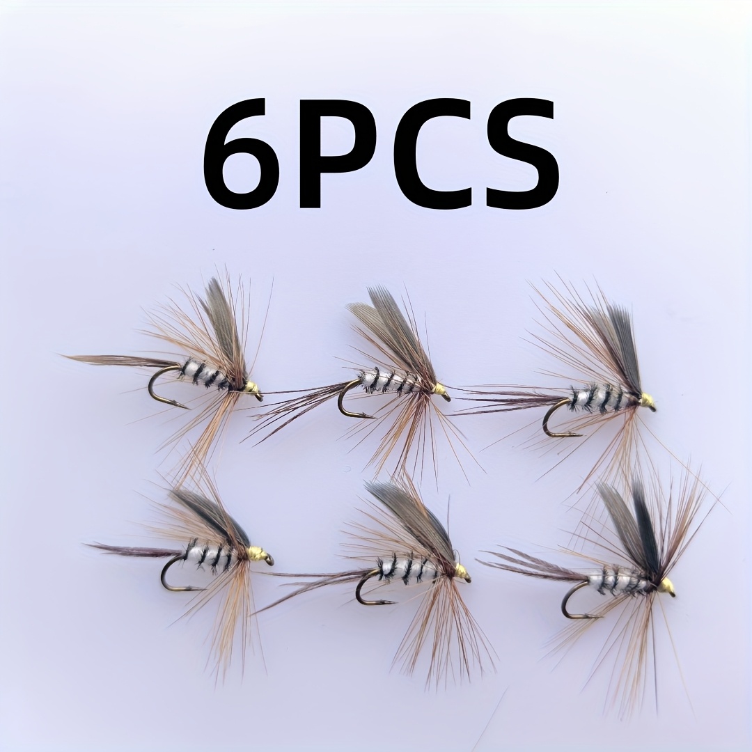 Image of 6 Or 9pcs Dry Fly Fishing Bait - Simulated Insect Bait, Brown/gray-black Pattern, Light And Durable, Suitable For Trout, , Salmon Salt Water Perch - Freshwater , High-quality Natural Simulated Bait