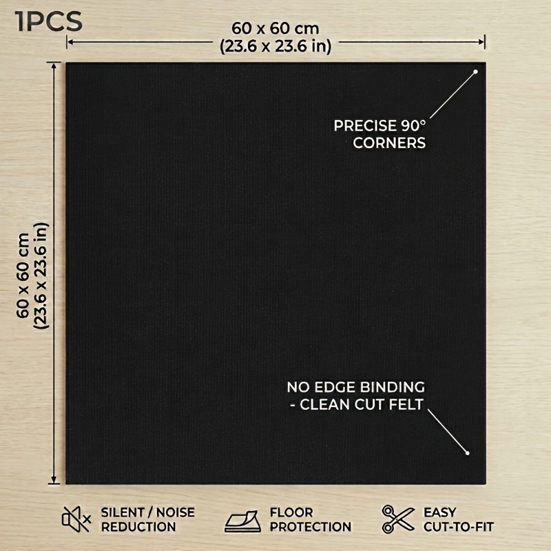 TEMU Tapis de sol en mousse, Matelas auto-adhésif à rayures pour chaise pivotante de bureau à domicile, Taille 60 X 60 cm, Coussin de protection