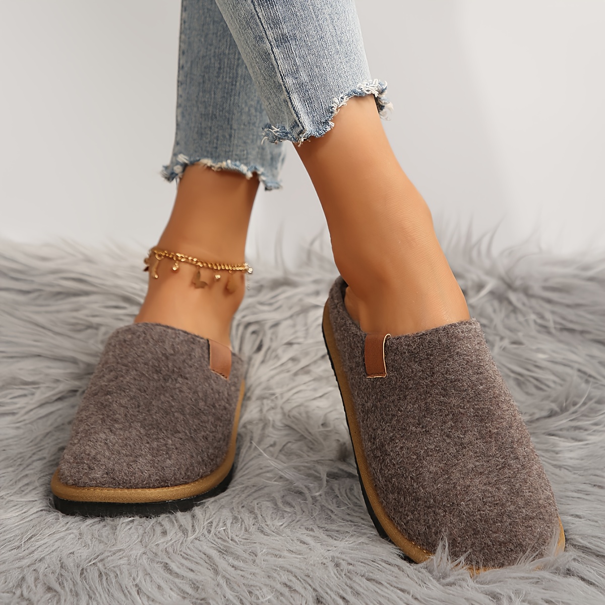 Image of Women's Winter Warm Slip-on Slippers With Cozy Sole - Soft Fabric Indoor House Shoes Suitable For, Bedside & Floors - Hand Washable , Women Shoes