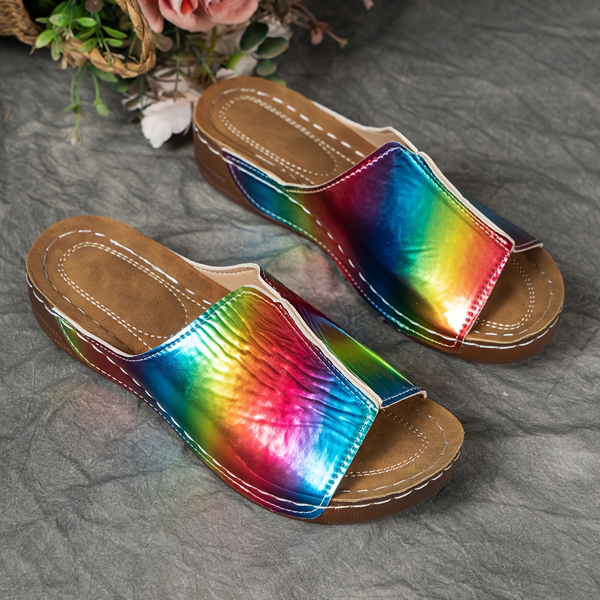 sandalias cuña coloridas mujer zapatos casuales plataforma Temu