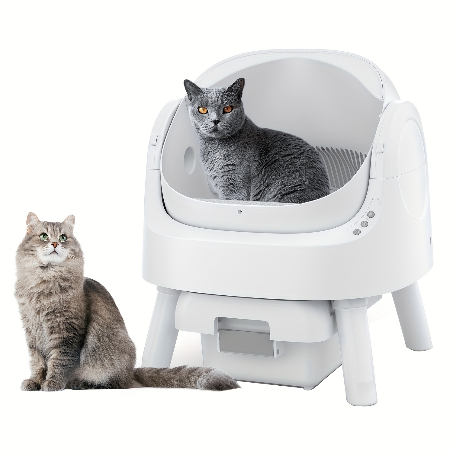 TEMU Automatic Cat Litter Box Self Cleaning, Silent Operation, Secure For Cats, , White, Without Battery