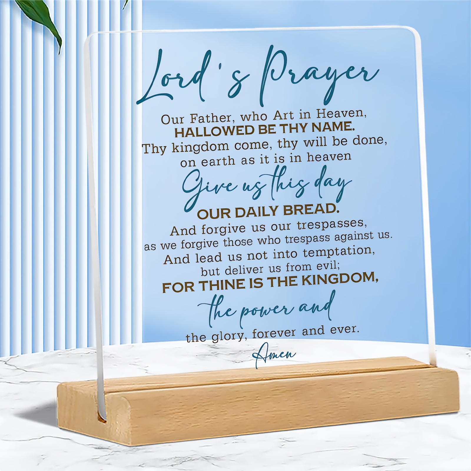 TEMU [2d Flat] [] 1pc Lord's Bible Verse Acrylic Desk Sign With Wooden Base - Christian Religious Decor, Inspirational Faith Gift For Home, Church,