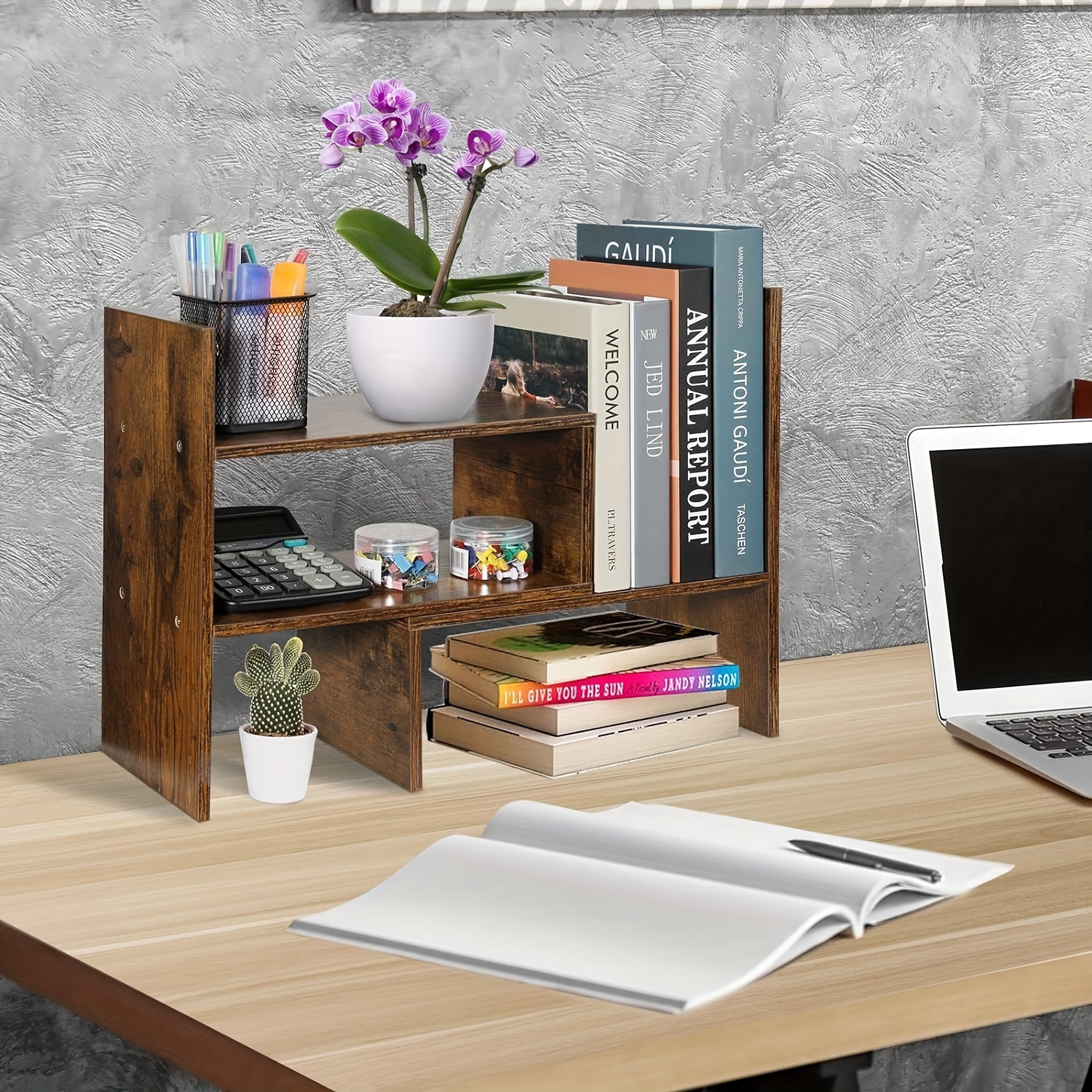 Estantería de madera trapezoidal creativa, estantería de madera simple y  moderna, gabinete lateral, sala de estar, muebles de oficina, estantería