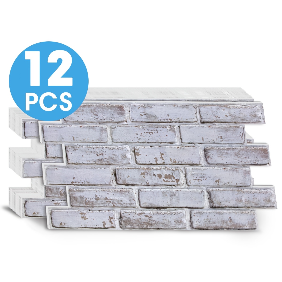 Image of 12pcs Pvc Brick Self-adhesive Wall Stickers (58 X 30 Cm) - Waterproof, Cuttable. For Kitchens, Living Rooms, Rvs, And More. 3d Brick Wall Panels For Interior Decor. Kitchen Splashback