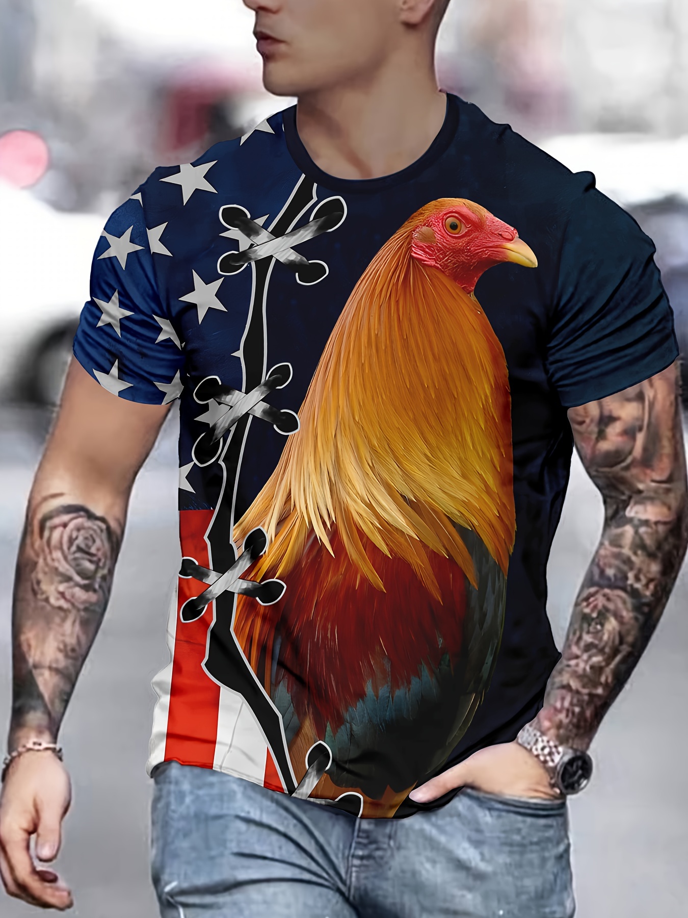 rooster shirt sold on Temu United States