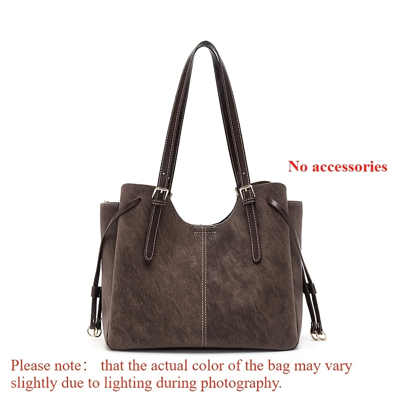 Image of Autumn/winter New Suede Single Shoulder Bag, Vintage High-end Tote Handbag, Fashionable Large Capacity Commuter Shoulder Bag, No Pendant Included