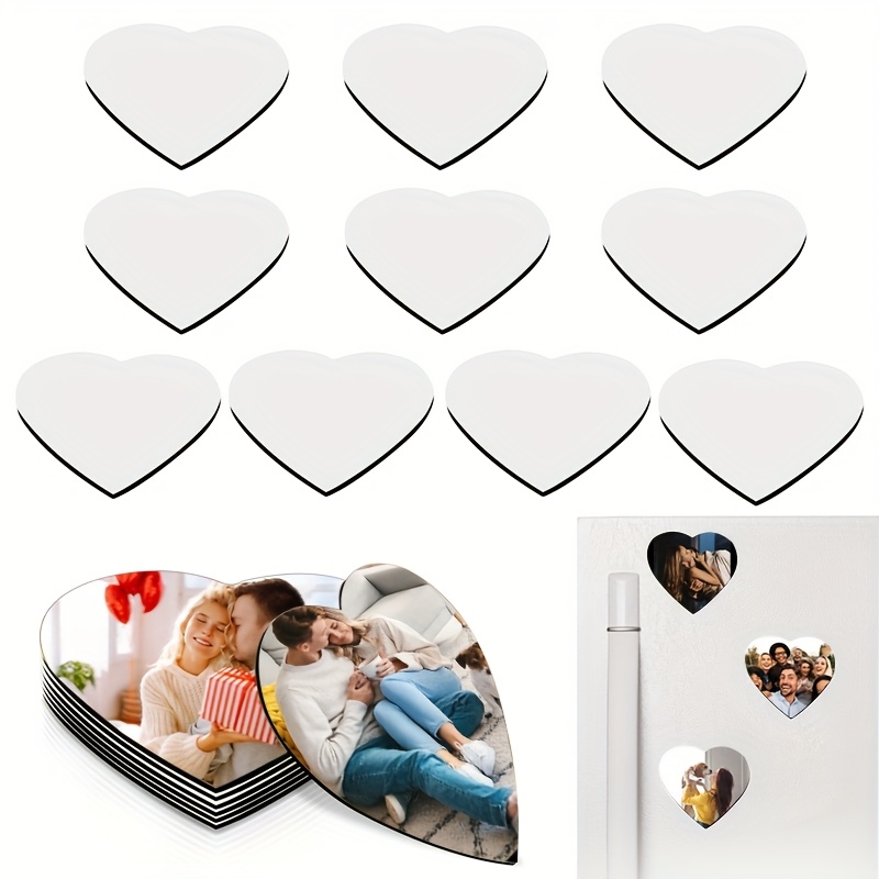 Image of 10pcs Sublimation Magnet Blanks, Sublimation Blank Refrigerator Magnets, Fridge Magnet For Kitchen Office Decorative, 5.5x5.5 Cm (heart) Kitchen Accessories