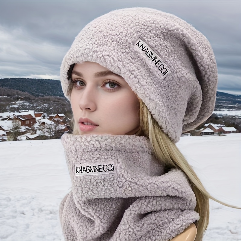 

Bonnet d'Hiver Doublé en avec Cache-Cou - Bonnet Tricoté Extensible pour Femmes | Lavable à