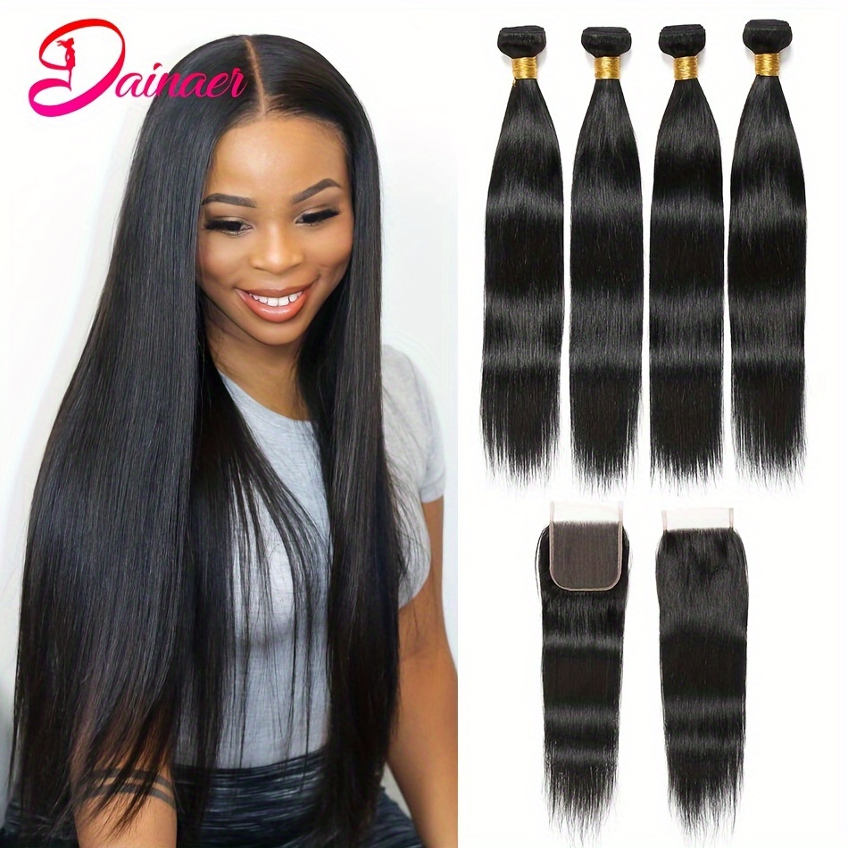 4 bundles 12a brazilian human hair extensions - Temu display picture 2