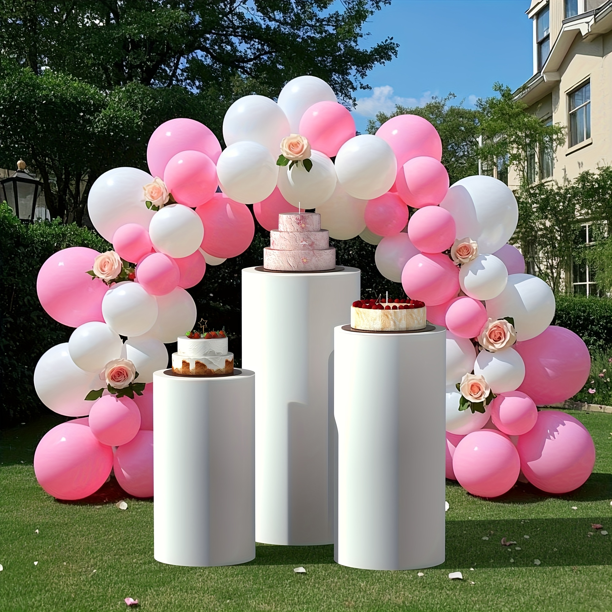 5PCS White Cylinder Pedestal Stands For Party, Large Barbados | Ubuy