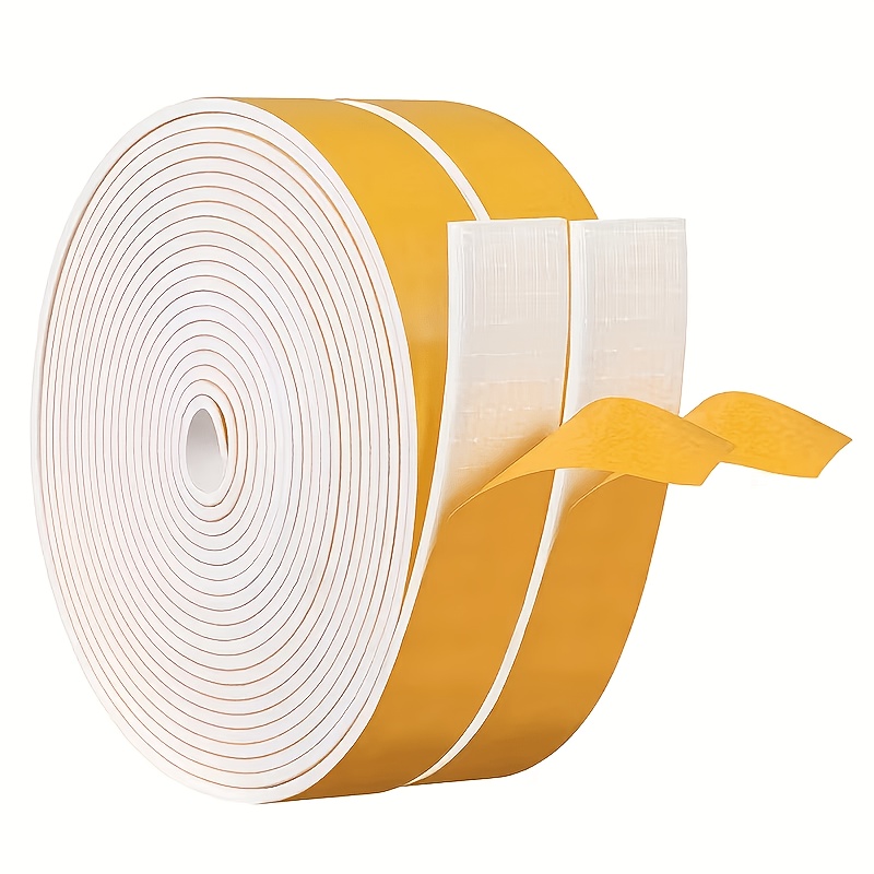 TEMU Deux rouleaux de mousse d'étanchéité blanche à base d'amino-composé pour l'étanchéité des portes, ruban adhésif en mousse pour l'étanchéité des