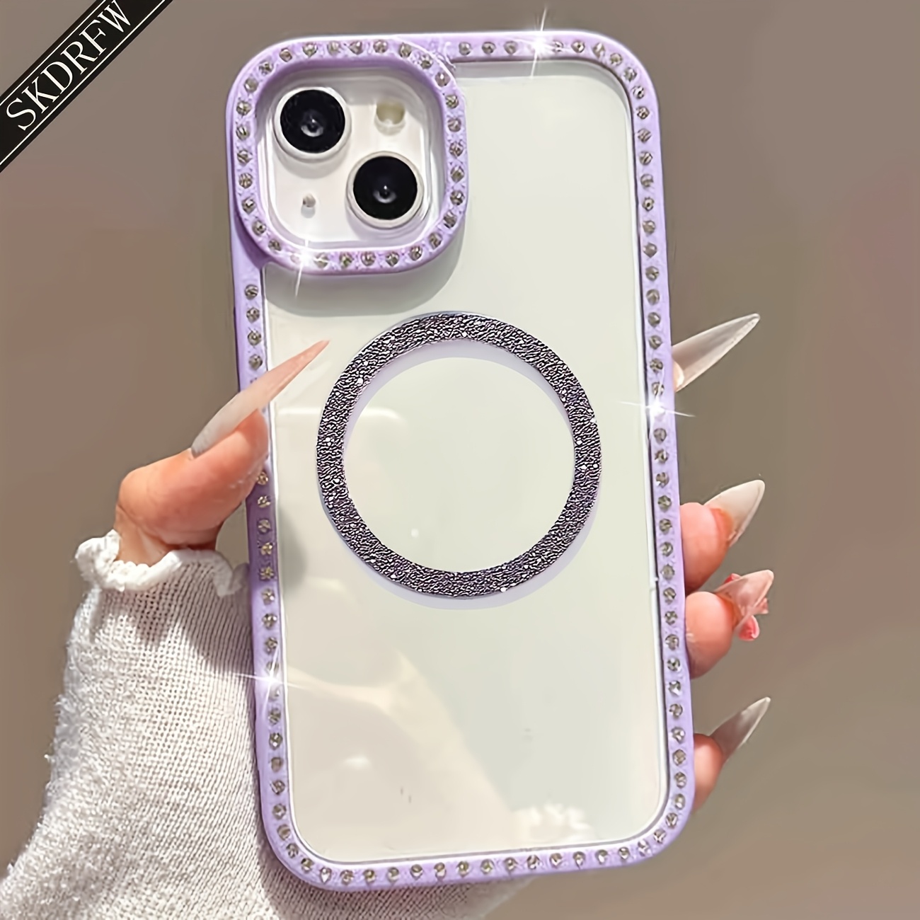 TEMU para Teléfono - Carcasa Magnética Transparente de Lujo Minimalista con de Pedrería para iPhone 18 18Pro 18Promax 17 17Air 17Pro 17Promax 16