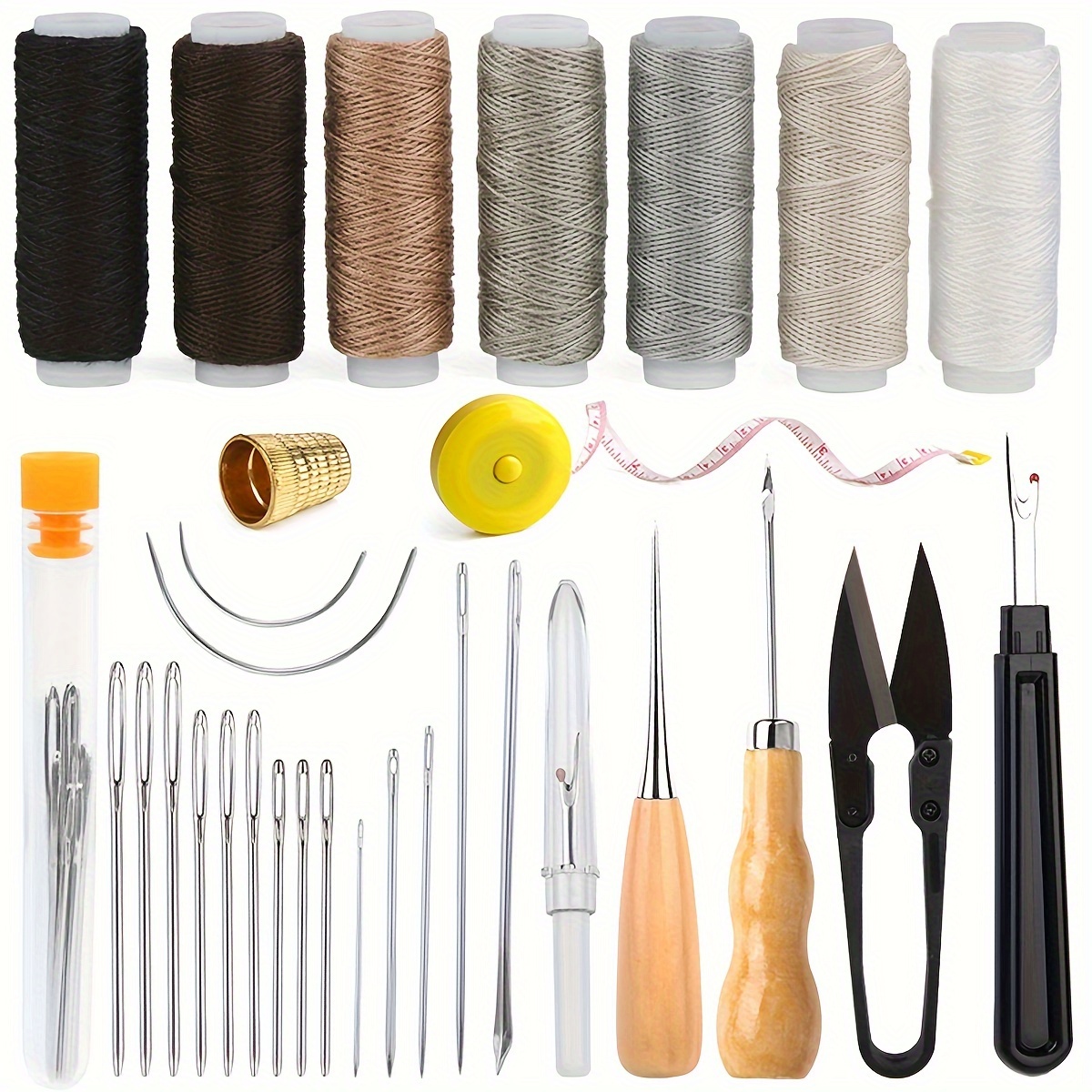 

Leather Craft Tool Kit For Shoes Sofa Tent Carpet Leather Craft Diy, Upholstery Repair Sewing Kit Heavy Duty Sewing Kit With Sewing Awl, Seam Ripper, Hand Sewing Stitching Needles, Sewing Thread