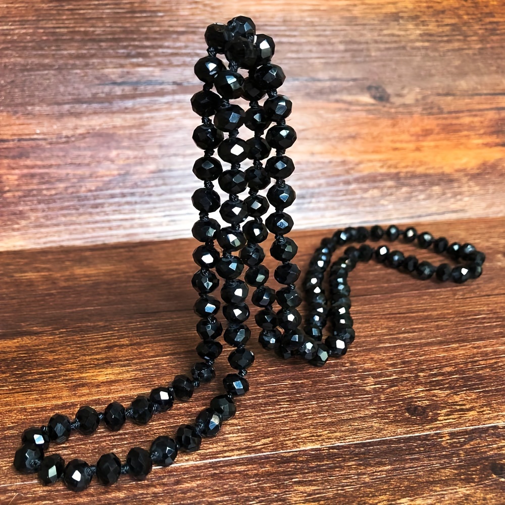 TEMU 1pc Handmade Multicolor Glass Bead Braided Necklace - Vacation & Minimalist Style, Lightweight Everyday Jewelry For Women, Versatile Accessory,