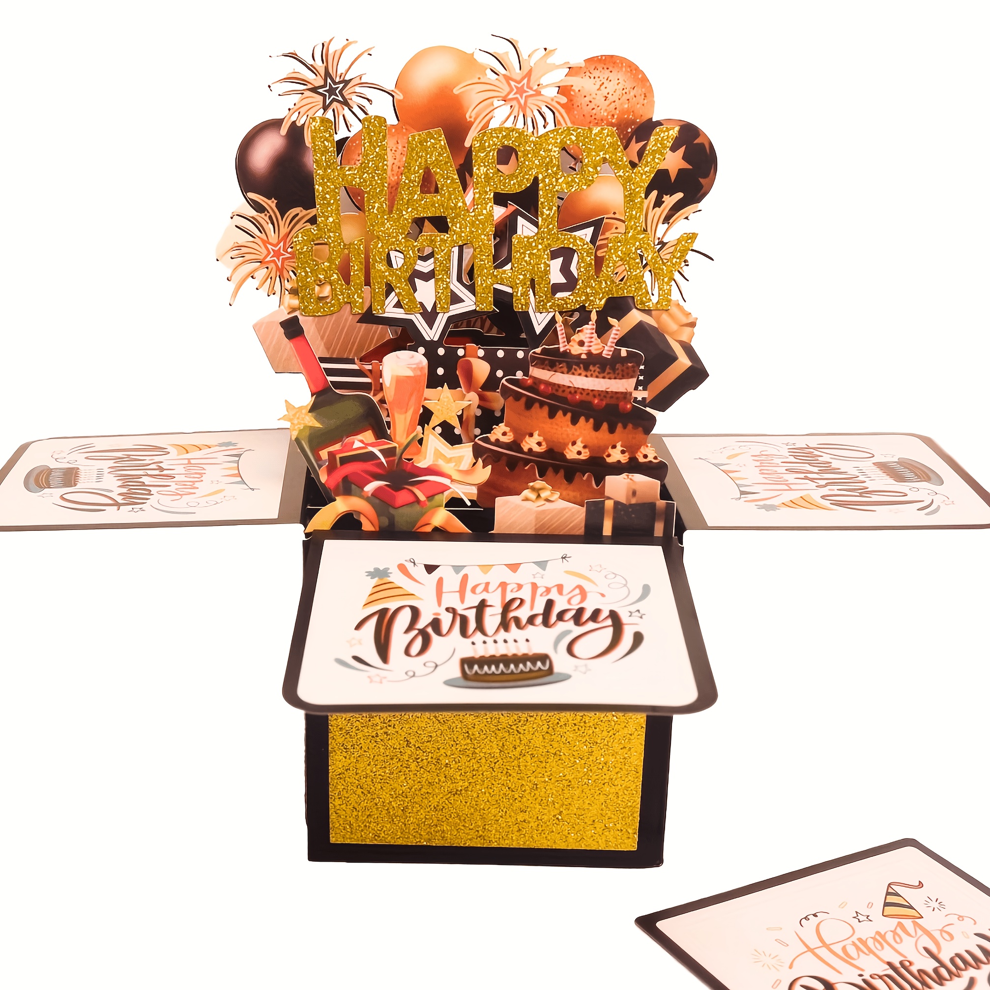 E-shop handgefertigte "Happy Birthday" Pop-Up Karte, Glitzer Papierkarte Geburtstagsballon Geschenk Geburtstagsparty Einladungskarte mit leeren