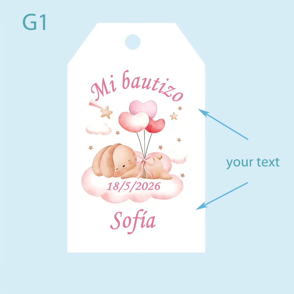 TEMU Etiquetas y Pegatinas Personalizadas para Bautizo - y , Adecuado para Bautizos, Fiestas, Baby Showers - //Colores de Papel - Texto y Etiqueta de