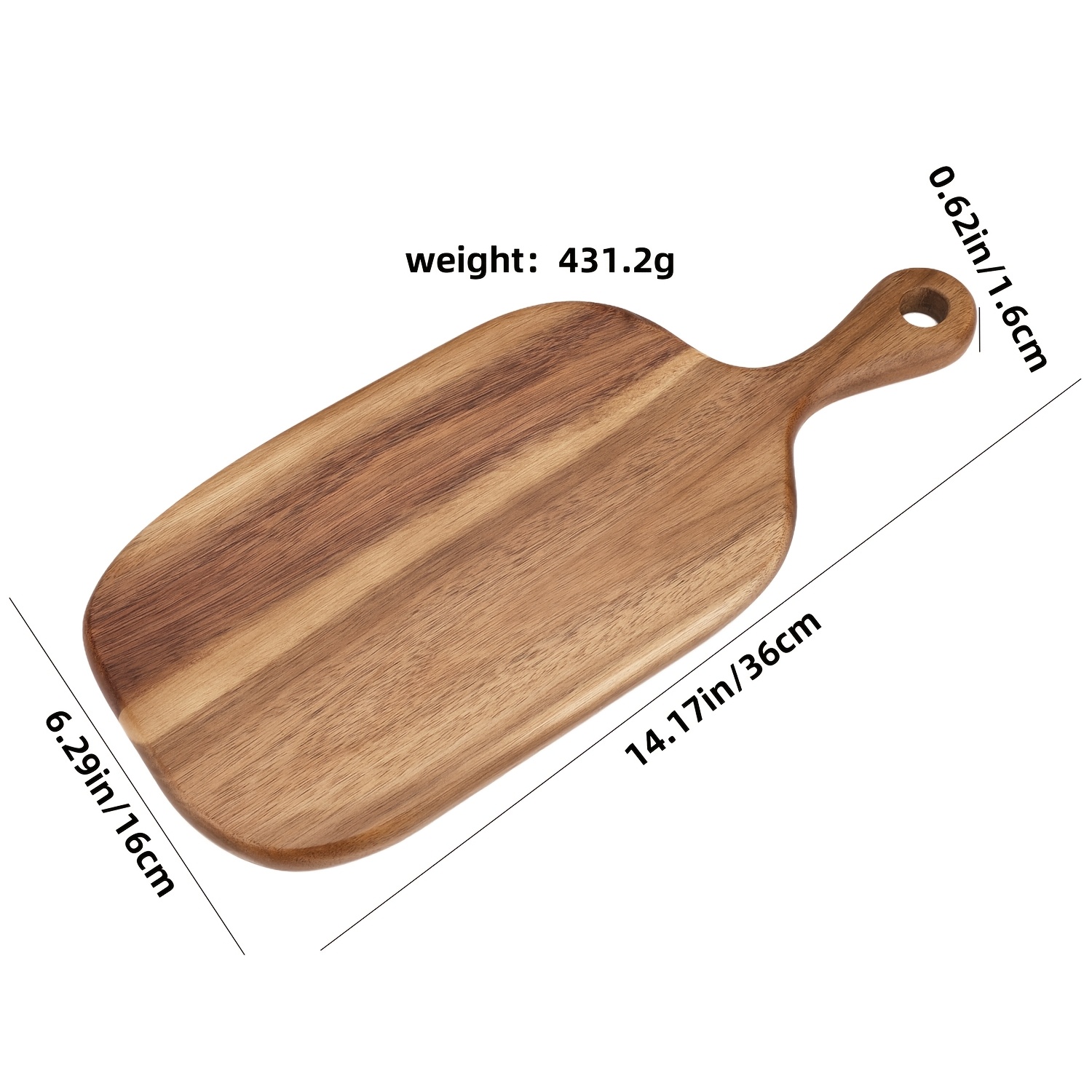 TEMU Cross-border Acacia Wood Cutting Board, Creative Racket-shaped Portable Wooden Chopping Board, Outdoor Camping Dining Mat, Kitchen Serving