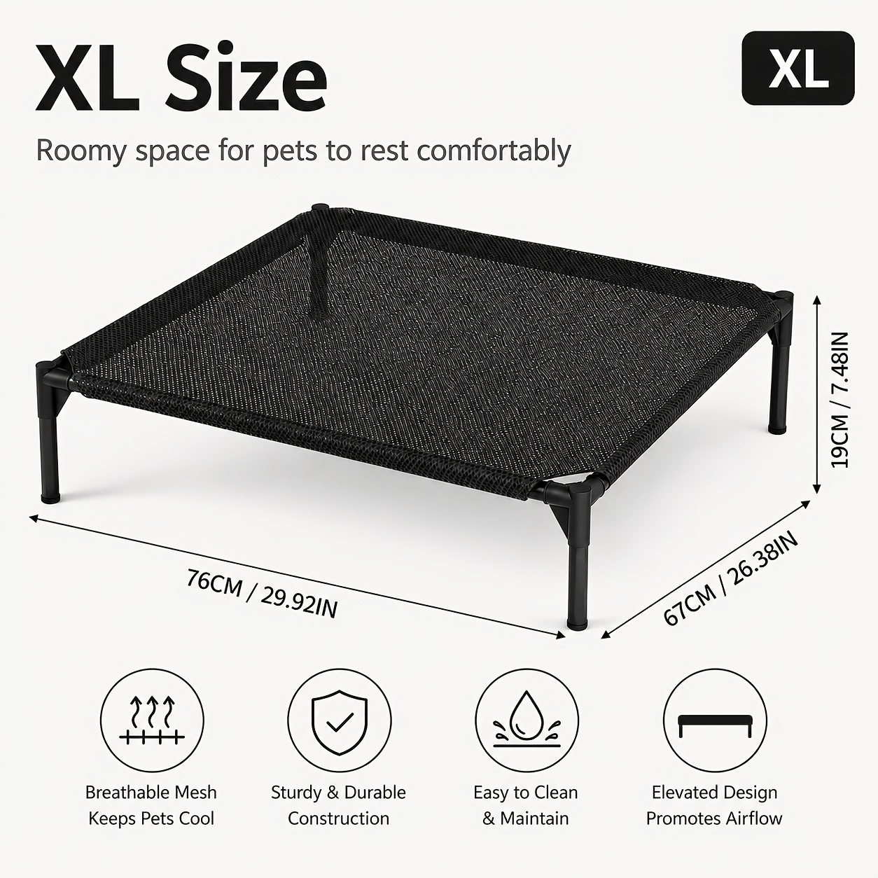 TEMU Panier surélevé pour chien, lit surélevé en respirante pour animaux de compagnie, lit rafraîchissant d'extérieur et d'intérieur pour chiens et