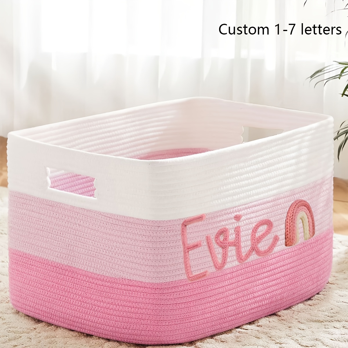 Personalized Two-Tone Storage Basket, Custom Household Organizer