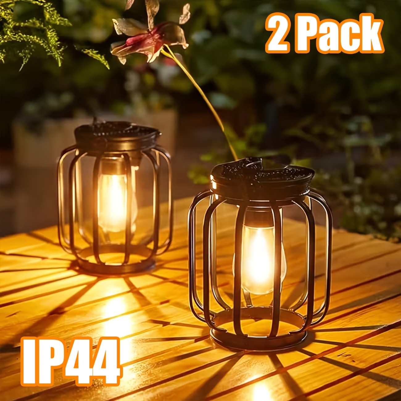 2 pack solar outdoor pendant lights hanging metal lanterns ip44 metal pendant lights modern metal solar pendant lights with hooks for garden use warm light lanterns suitable for outdoor   entrance lighting decoration hanging lights