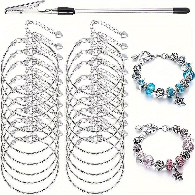 

20 Pcs Of Diy Bracelet Making Alloy Snake Chain Set - Suitable For Direct Hand Beading, With Making Clip For Easy Bracelet Making