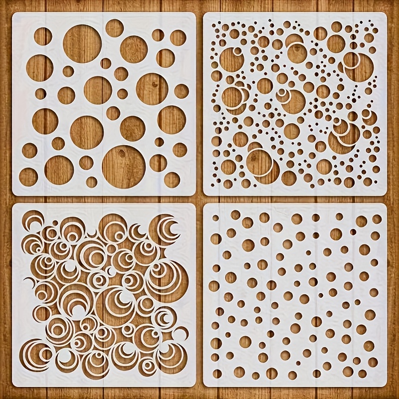 4pcs Reusable Dot Stencils 5.1" - Diy Wall, Fabric, Canvas & Furniture Painting Projects | Plastic Spray Paint Templates, Reusable, Dot Stencils, Spray Paint, Diy Painting, Home Decoration