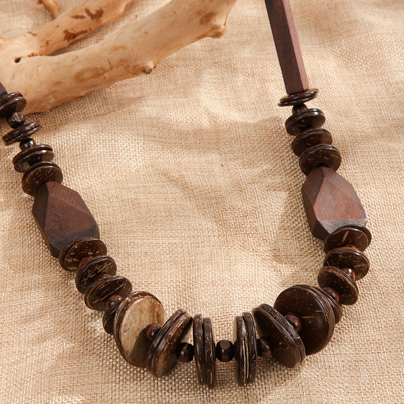 Bohemian Ethnic Coconut Shell Wooden Bead Necklace