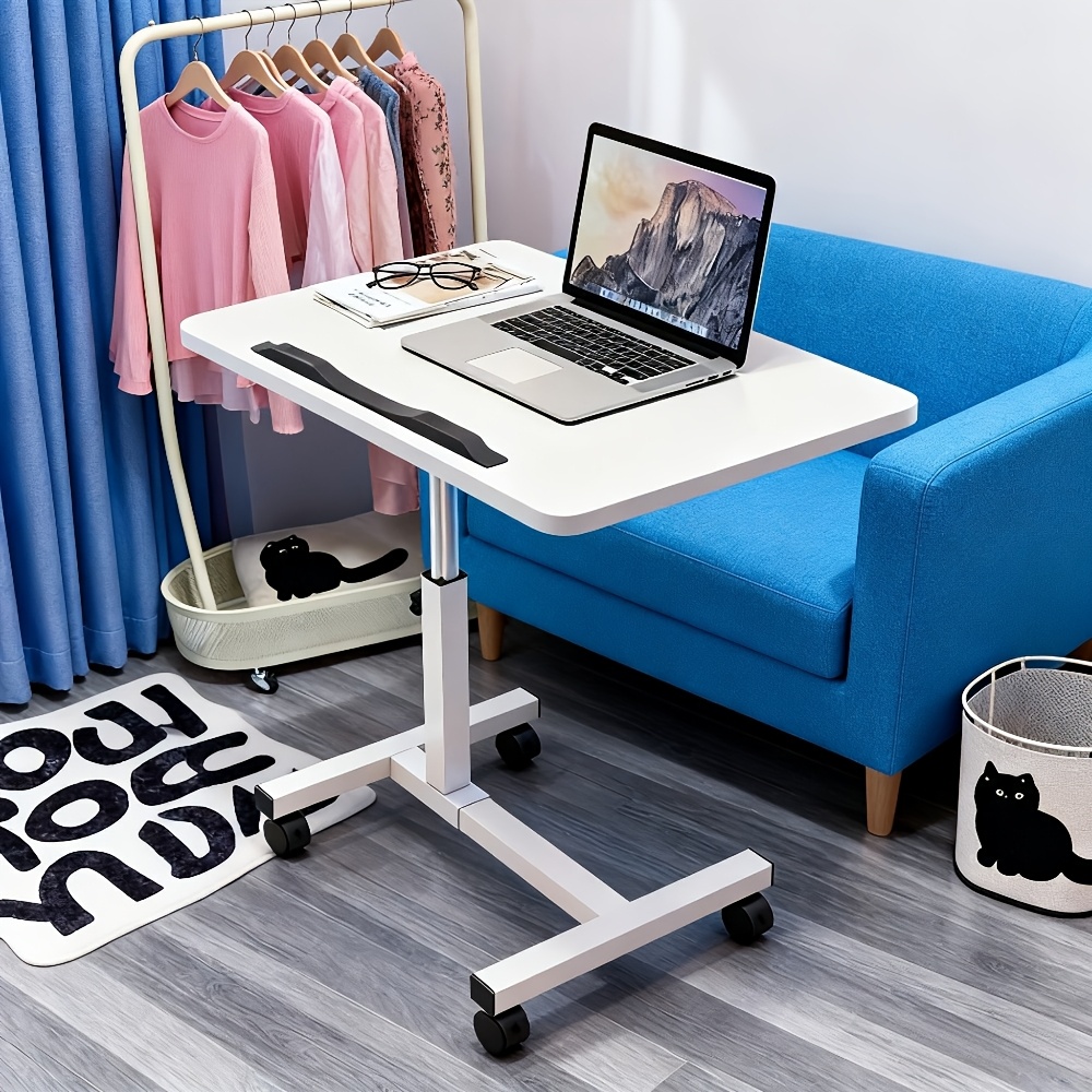 adjustable bedside table with wheels portable laptop stand that bed table for sofa beds and laptop support in white Product details 5
