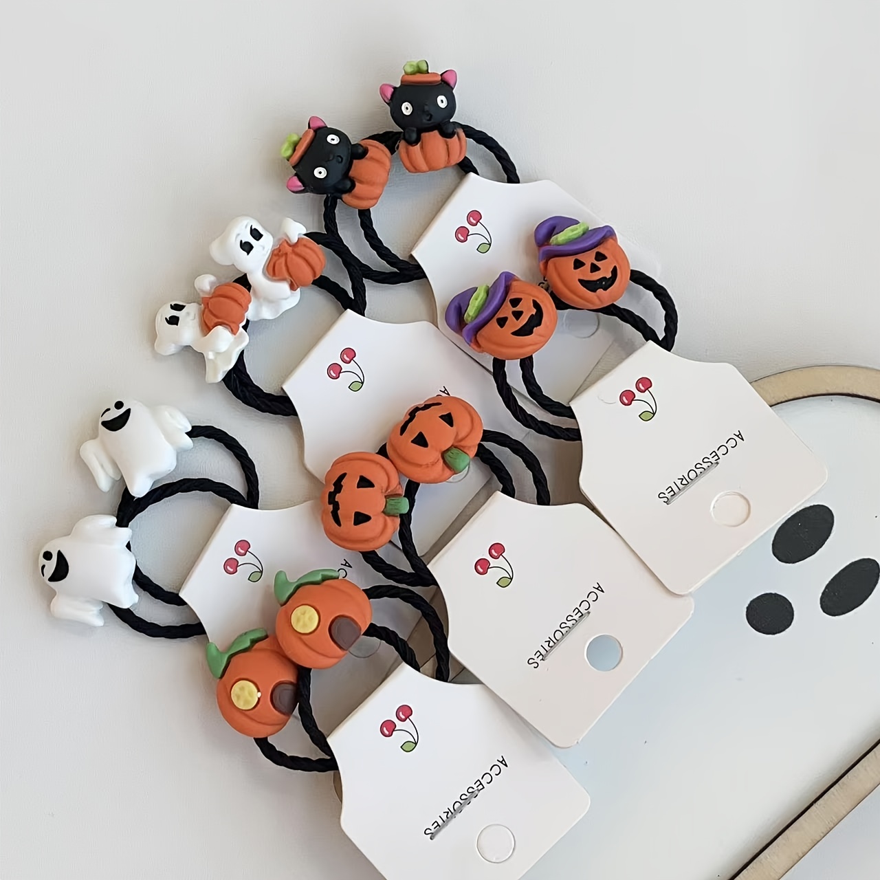 Image of 12pcs Cute Halloween Hair Clip Set, Headband And Hair Tie Accessories, Halloween Gift