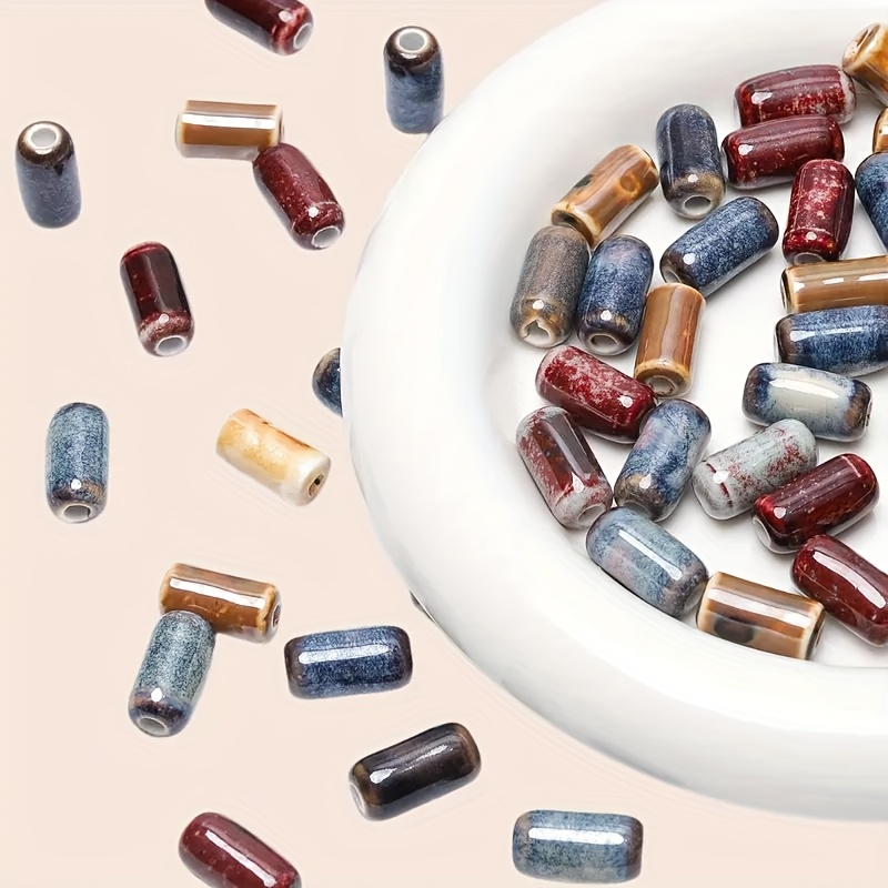40pcs High-Temperature Fired Ceramic Mixed Color Beads