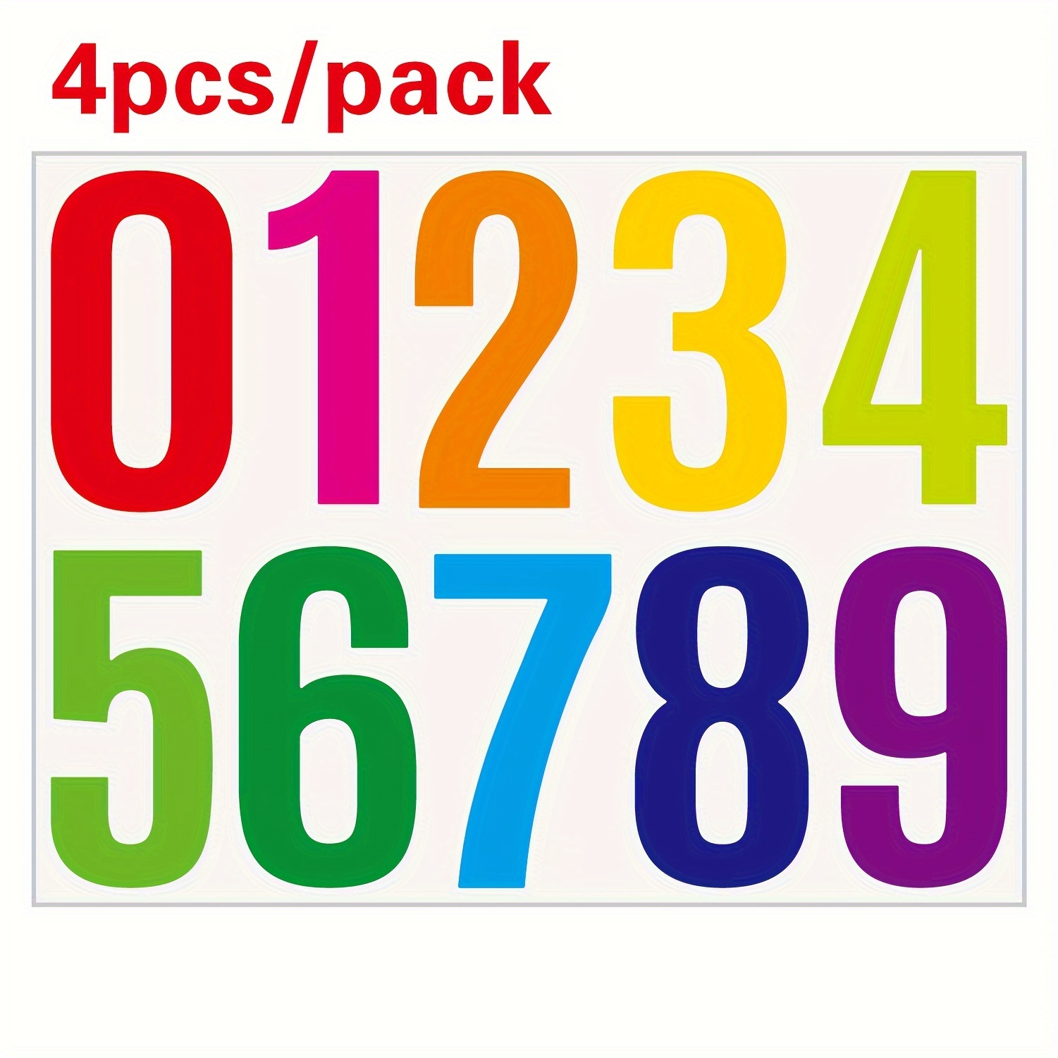 

4pcs/pack 4inch, Number Stickers Large Mailbox Identification Cargo Sorting Self-adhesive Adhesive Waterproof, Holiday Party, Birthday Party, Car, Index Sorting Etc Any Smooth Surface