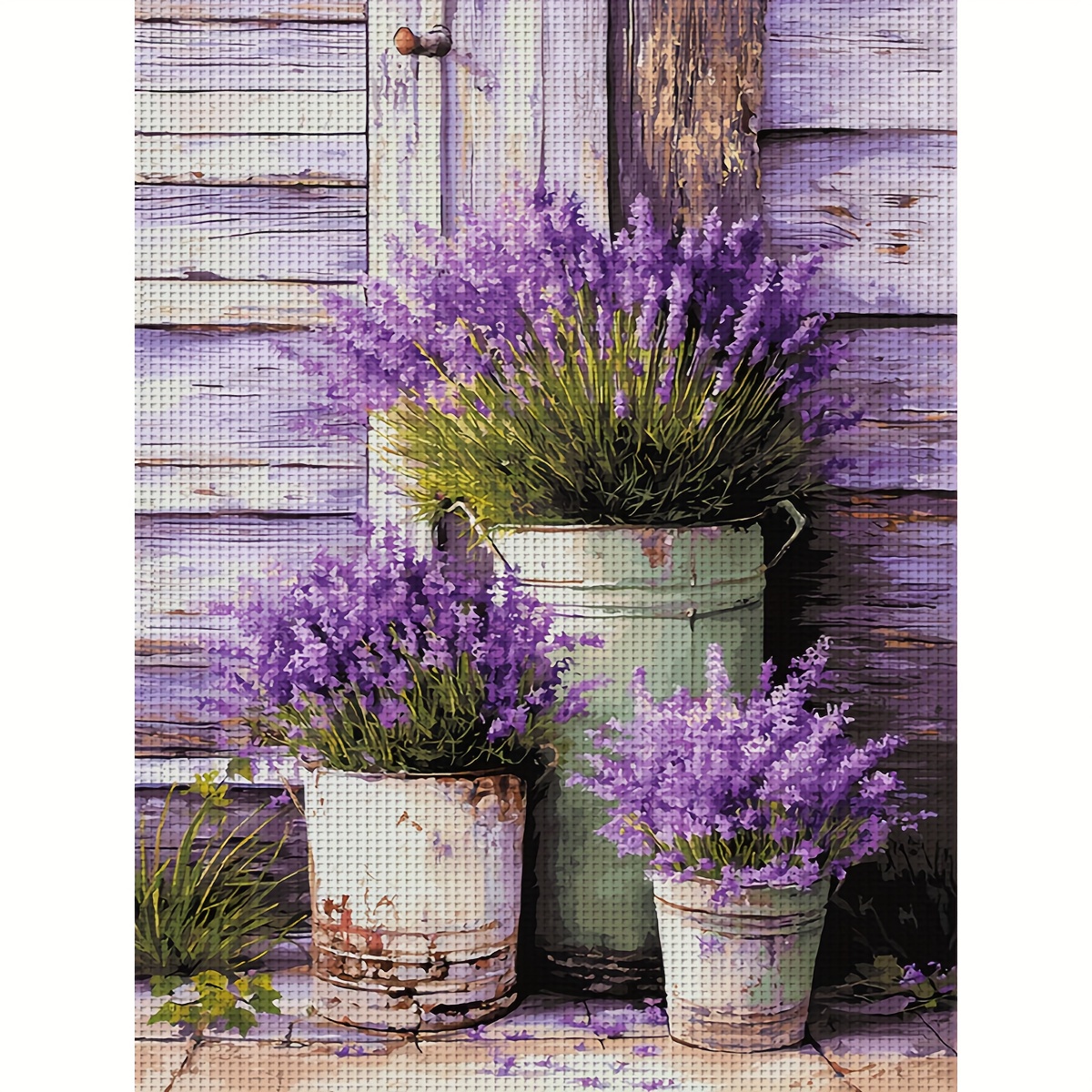 TEMU ZUOANLF 1 juego de kit de punto de cruz DIY 30x40cm [11.8x15.7 pulgadas]/40x50cm [15.7x19.7 pulgadas], de lavanda, tarjeta de hilos aleatorios,