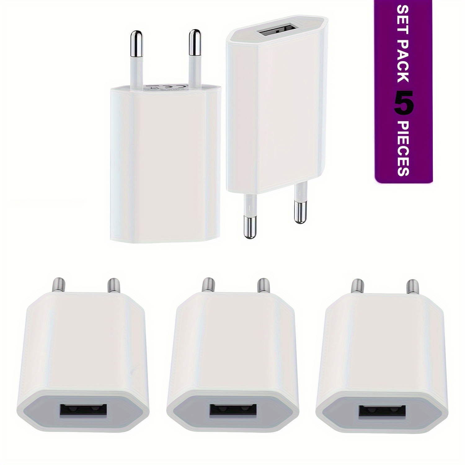 

10-pack 5v1a Usb Wall Charger, European Standard Plug, Travel Friendly Power Adapter For , Android & Usb Charging Devices, Compact & Portable 110v/220v Power Supply Without Battery