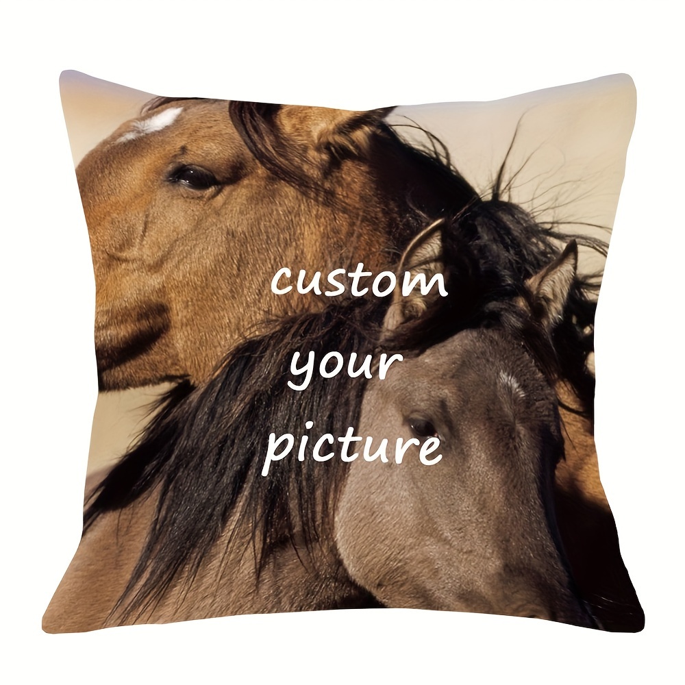 

Custom Horse Throw Pillow Cover - 18x18 Inch, Single Sided Printing, Perfect For Best Friends On Birthday, Christmas, Or Any Holiday - No Pillow Core Included