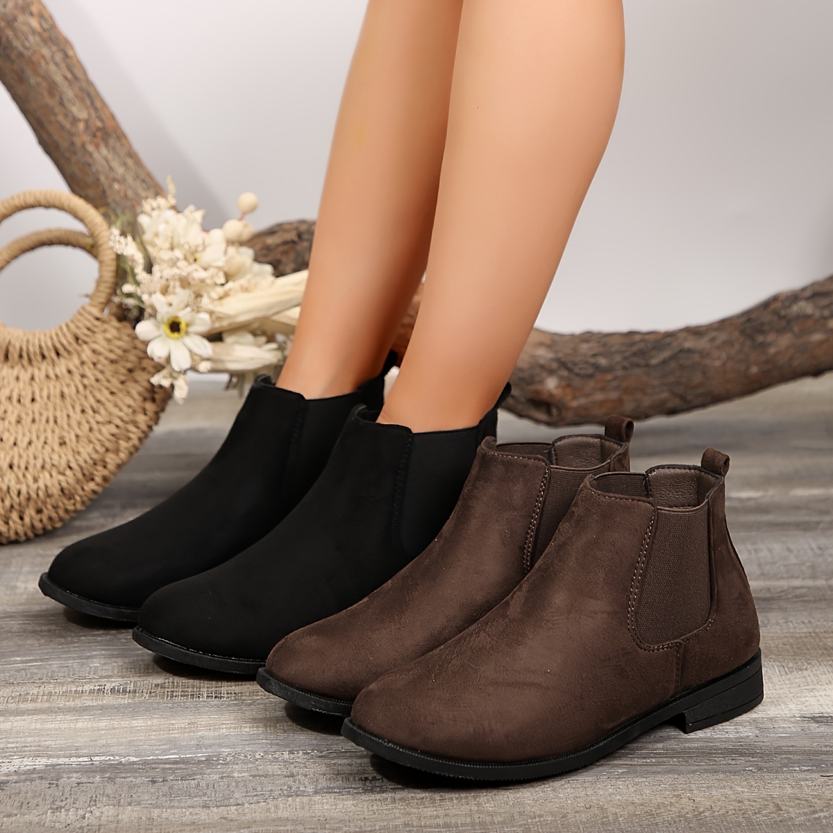 Brown Girls Chelsea Ankle Boots Women'S Fashion Solid Color