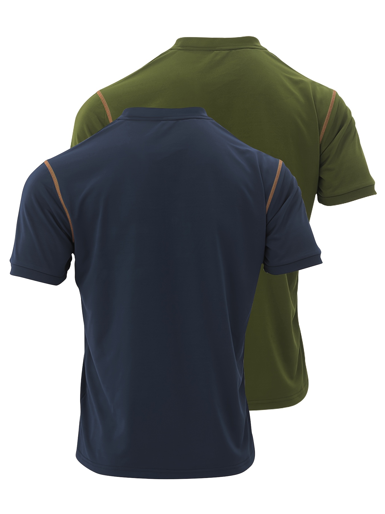 Conjunto de duas peças casual para homem, camiseta, camiseta de manga curta com decote em V e detalhes de botão, camiseta desportiva ajustada.