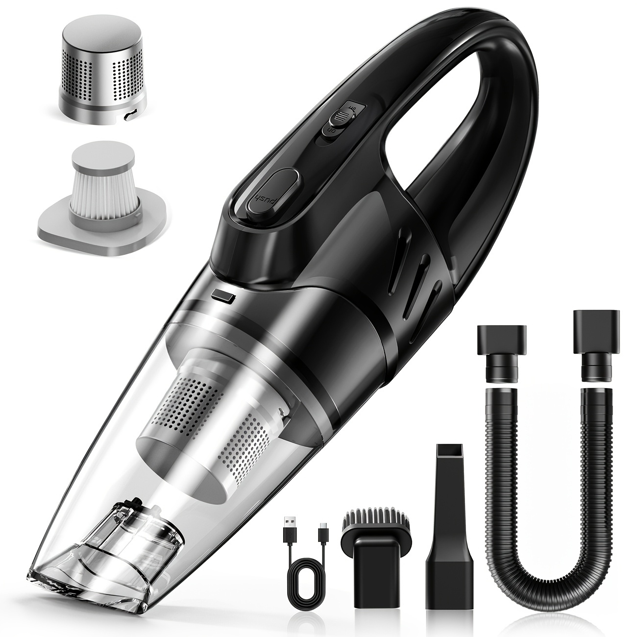 TEMU Vacuum Cleaner, Super Strong Suction, Handheld Vacuum, 2000mah Large Capacity, , Comes With 5 Matching Accessories, Car Accessories, For Car