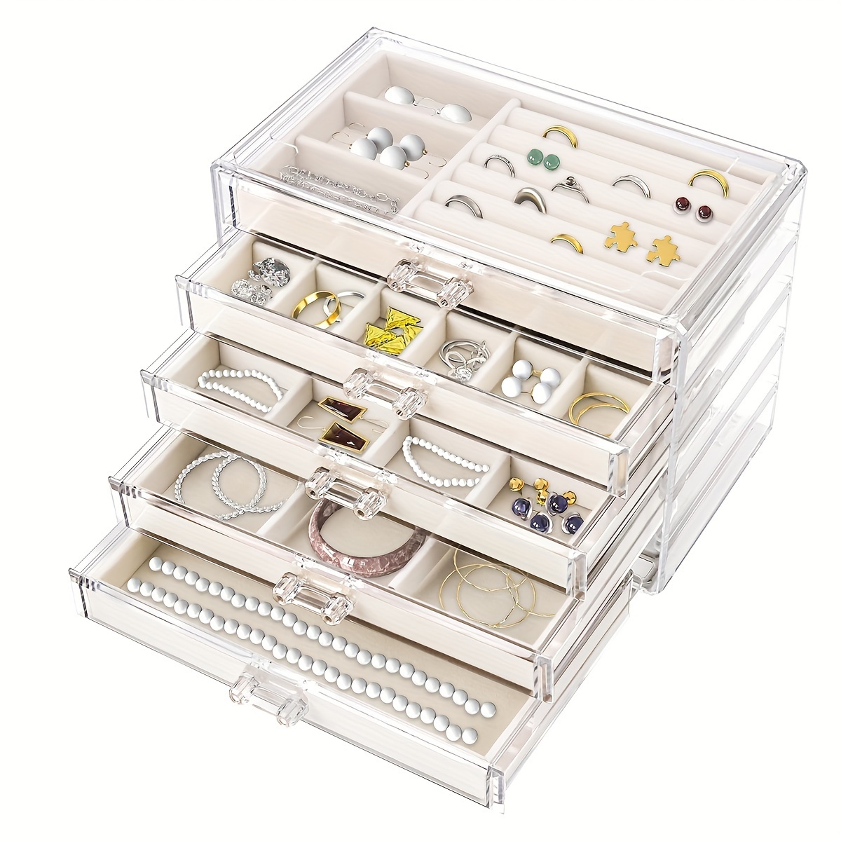 

Jewelry Organizer 3/5 Drawers, Jewelry Organizer Drawer Trays, Earring Jewelry Organizer Displays For Jewelry For Women