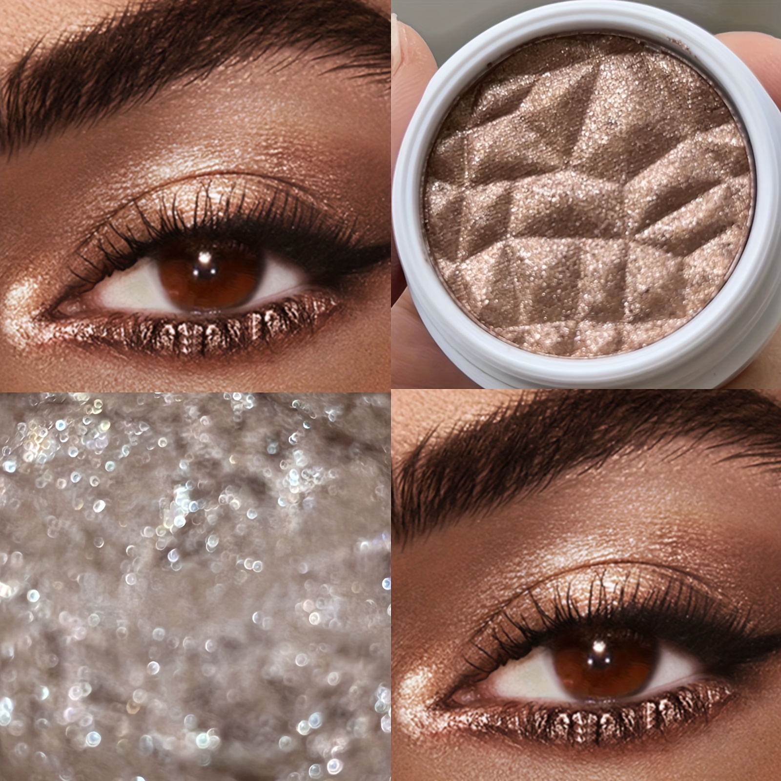 PECOLOVERS Radiant Glow Sparkling Monochrome Highlighter Eyeshadow - Mashed Potato Texture, Eye-Brightening Pearly Glitter Finish, Metallic Shimmer for Dramatic Makeup Looks, PECOLOVERS