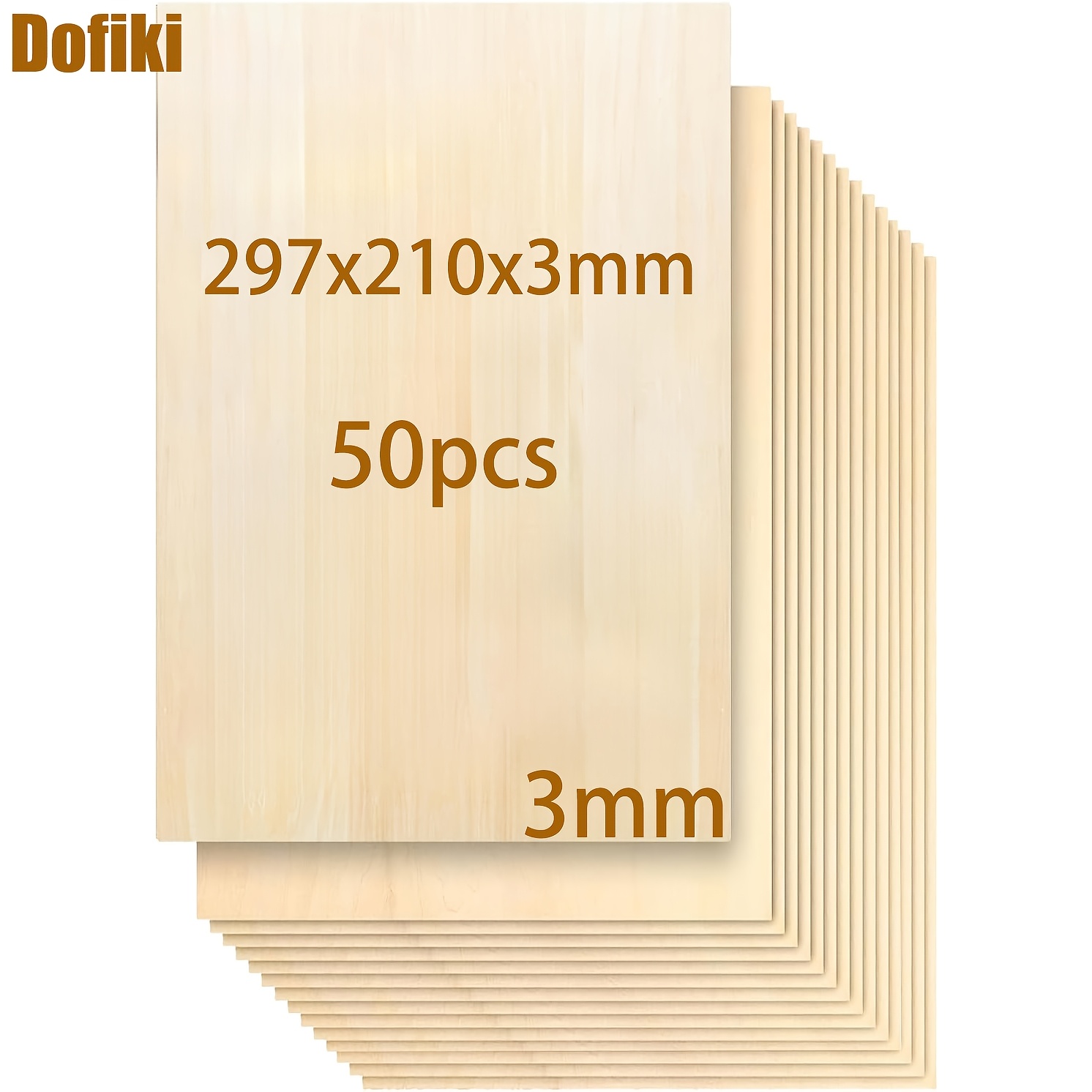 Image of Dofiki 50/80pcs Basswood Plywood 297x210x3mm, 3mm Unfinished Wood Craft Wood For Diy Crafts And Model Making Sketching Painting Woodworking Burning And Laser Cutting Engraving