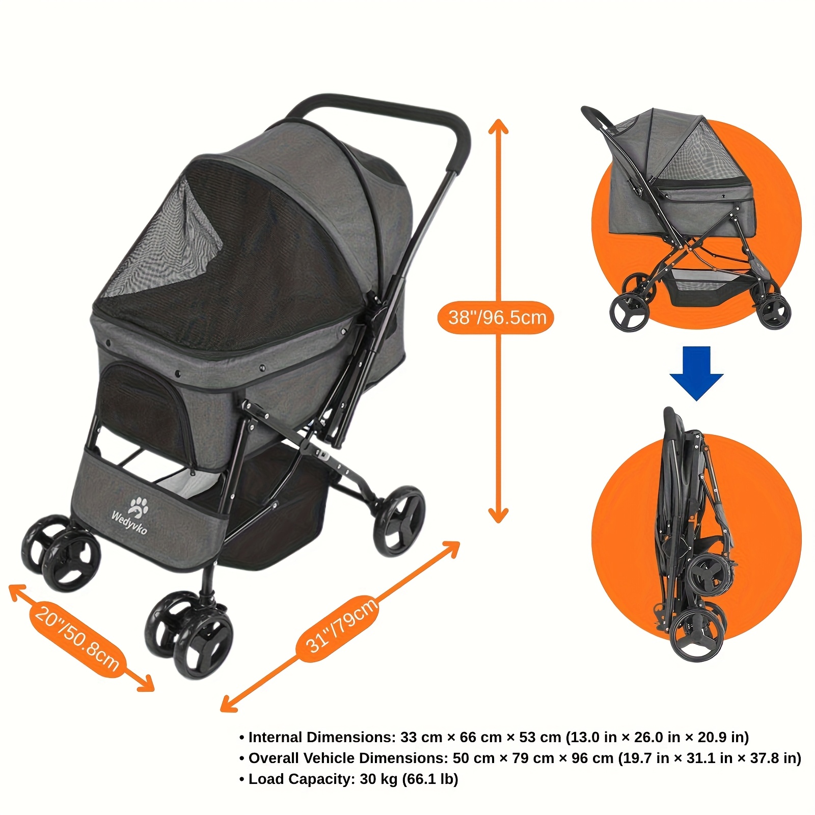 Pet Stroller Featuring Stability - Collapsible Carrier For Cats And Dogs With Breathable Mesh And Storage Compartment, Perfect For Outdoor , Senior Or Recovering Pets