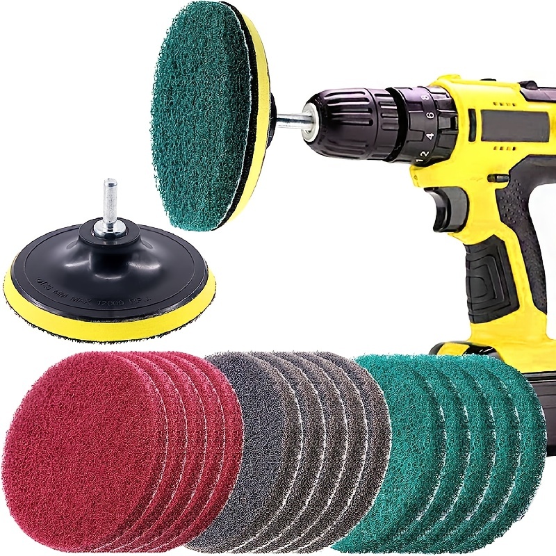 TEMU Ensemble de 16 pièces 12,7 cm, brosse de nettoyage pour perceuse électrique, 3 couleurs en option, kit de remplacement de tampon de polissage,