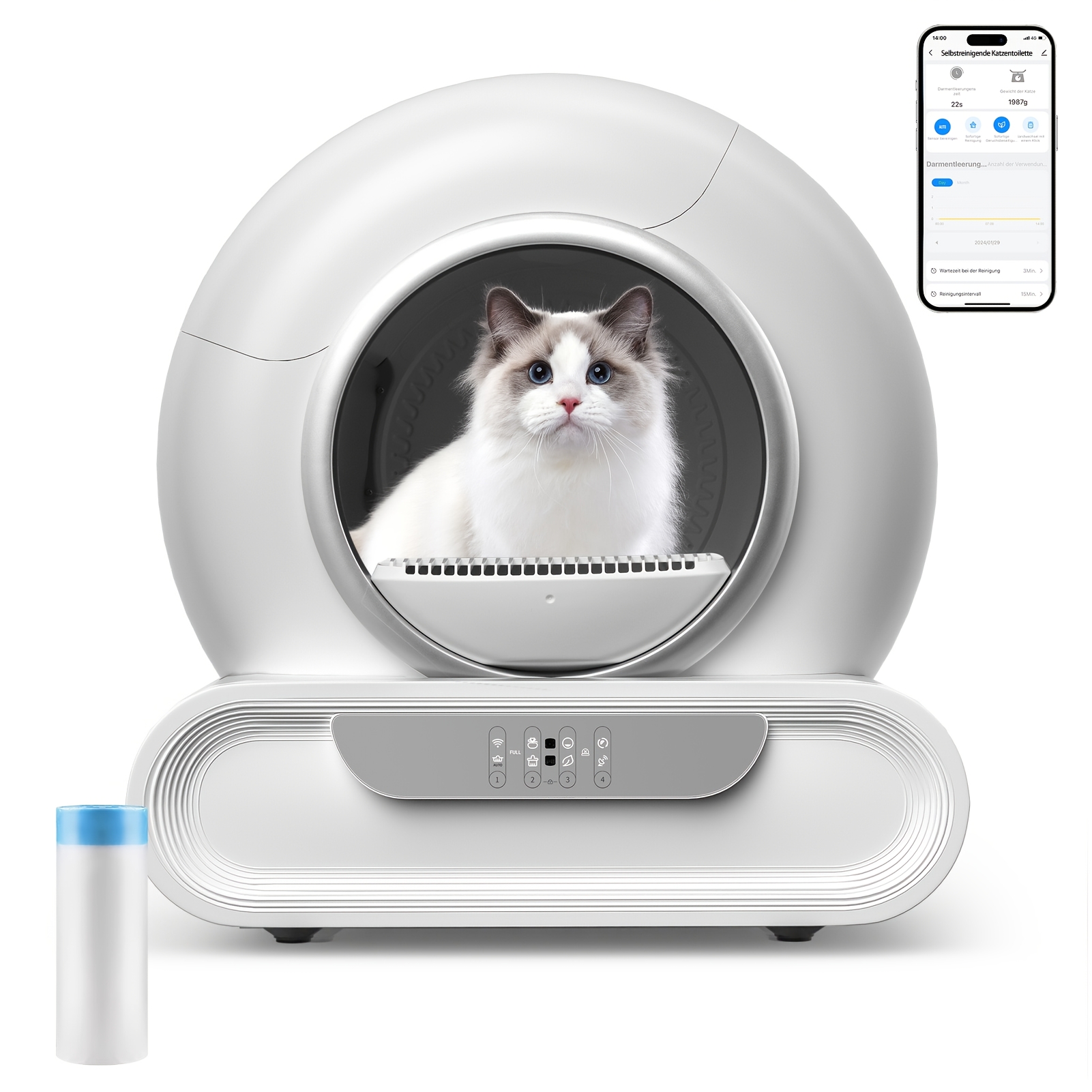 65l Large-capacity Smart Litter Box, Self-cleaning Litter Box Equipped With Infrared Sensors, Weight Sensors, Smart Detectors, And More, Supporting App Control, Without Battery