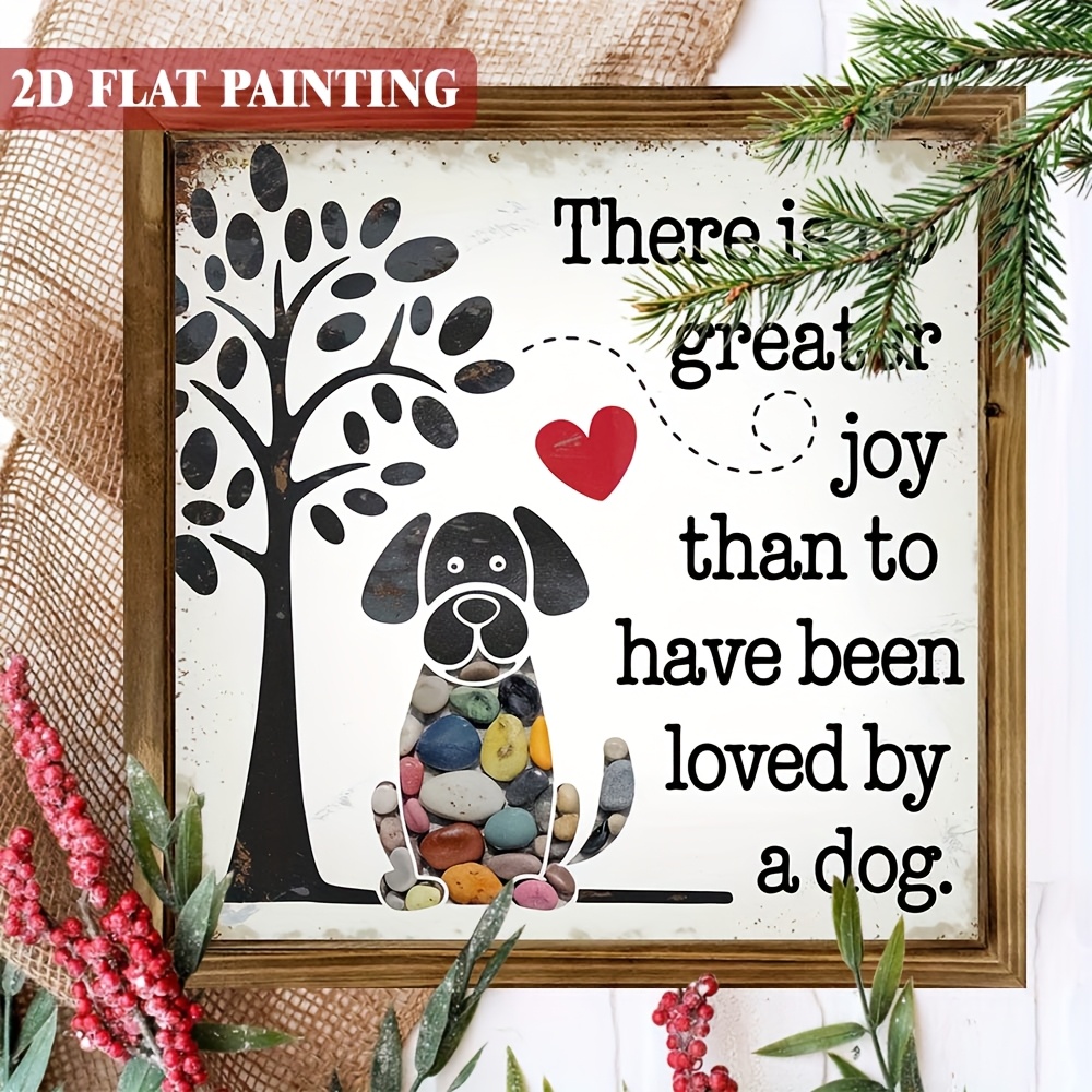 TEMU 2d Flat, 1pc Rustic Wood Dog Lovers Wall Art Sign " Is Than To Have By A Dog" - 8x8 Inch Framed Pet Quote With Paw Print & Poodle/labrador -like