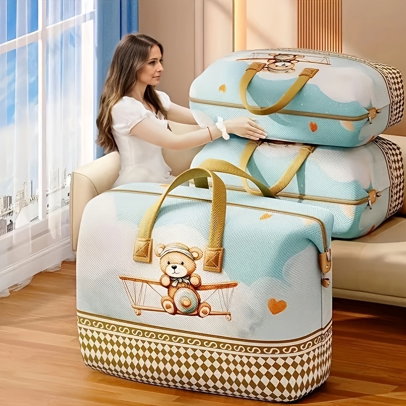 

Quilt Storage Bag Household Large Capacity Clothes Travel Bag Organizing Box Cartoon Handheld Airplane Bear Moving Packing Bag Luggage Bag