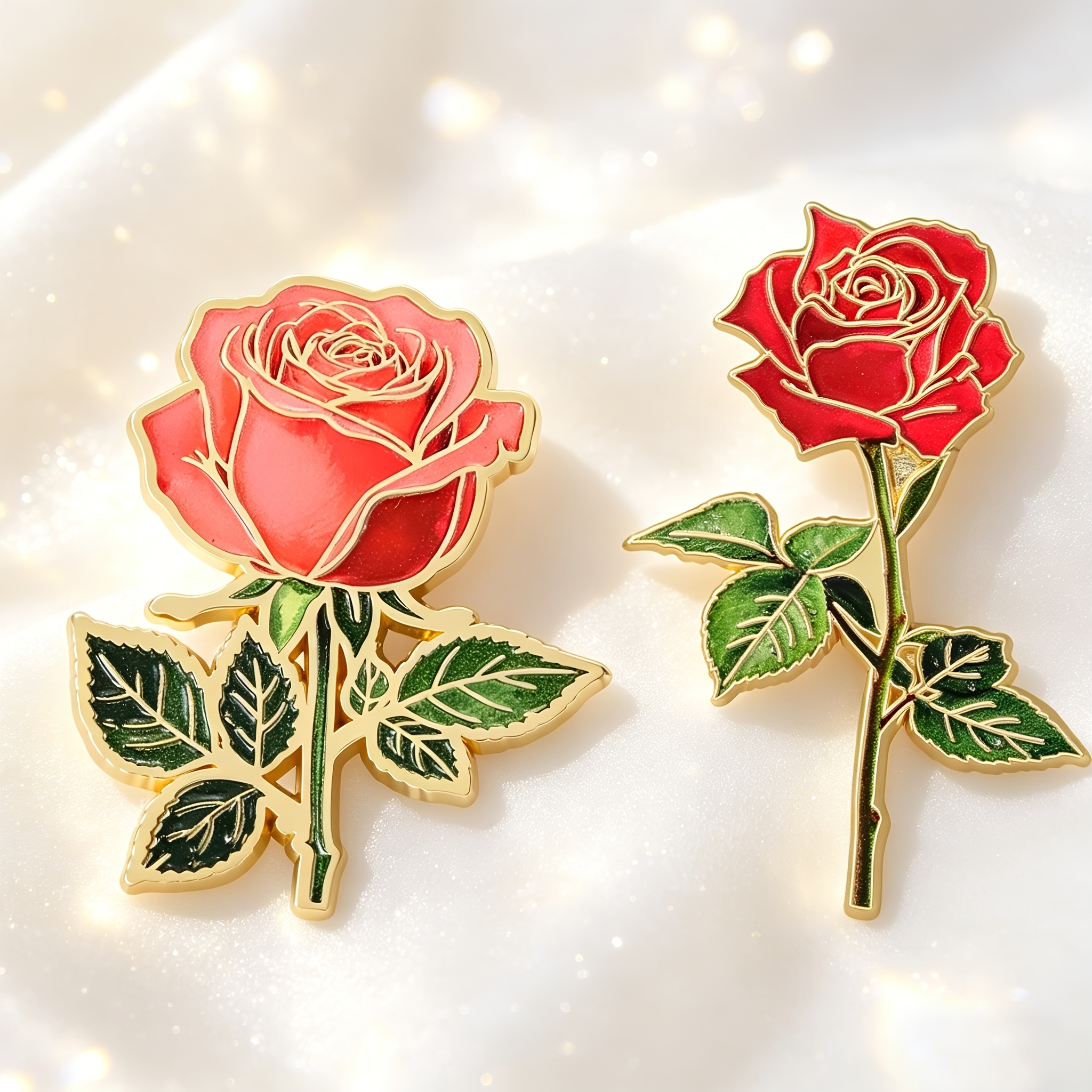 TEMU 2 Pieces/sets Of Simulated Pink Rose Enamel Brooches, Romantic Flower Pins, Suitable For Coats And Shirts, Valentine's Day Gift Preferred