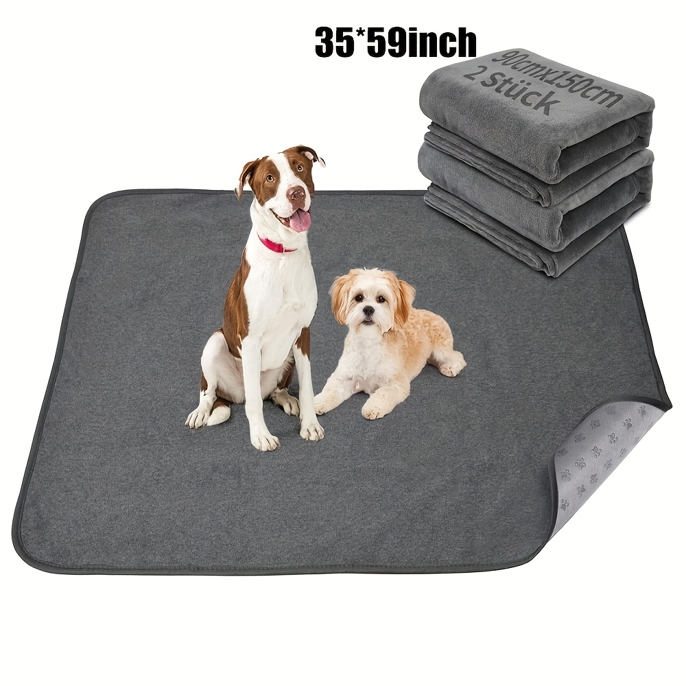 Image of 2pcs Non-slip Dog Pads Large Size 150 X 90 Cm, Washable Puppy Pads With Fast Absorbent, Reusable, High Quality For Training, Whelping, Housebreaking, Incontinence, For Playpen
