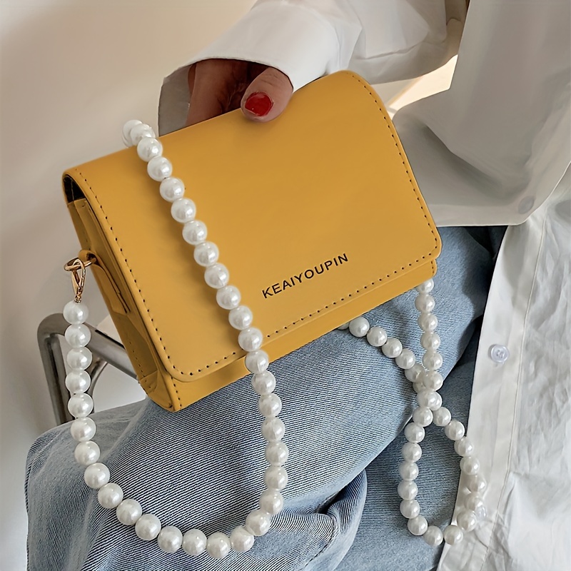 mini-sac tendance pour femmes, printemps et été, version coréenne et  simple, avec chaîne de perles, adapté pour à l'épaule ou en
