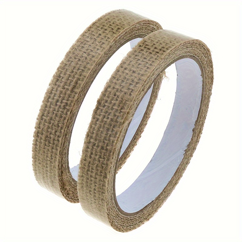 Image of 2 Rolls Natural Jute Self-adhesive Tape, 0.59 Inch X 6.56 Feet - High Quality Burlap Ribbon For Arts Crafts And Decoration