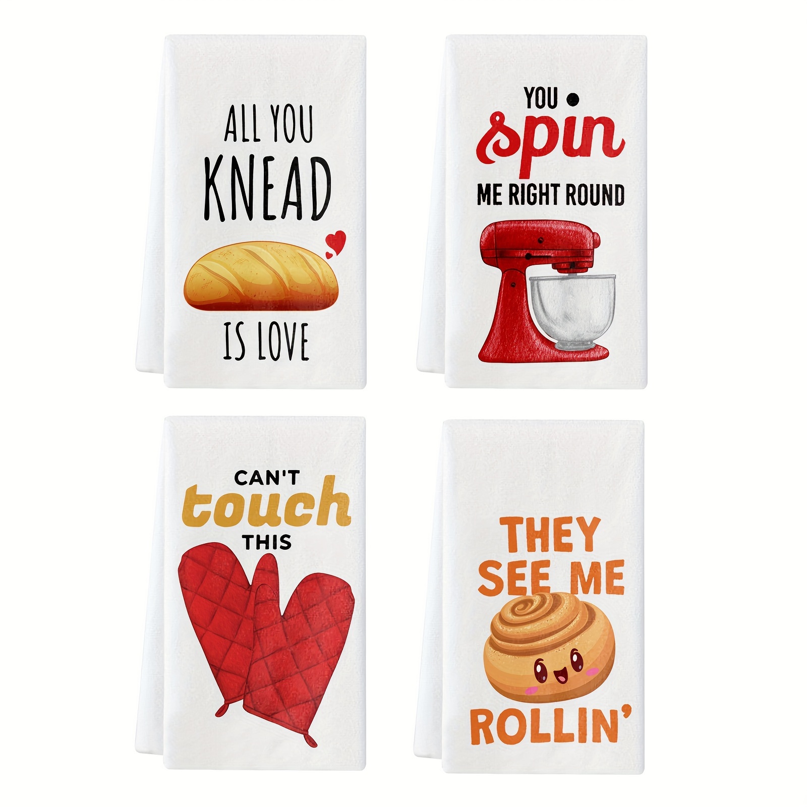 

4pcs Funny Dish Towels - Best Housewarming Gifts For Neighbors And Friends, Decorative Tea Towels For Kitchen, Home Decor